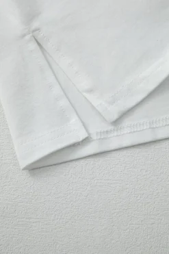 New Dear-Lover Star Layered Patched Graphic Drop Shoulder Half Sleeve Loose Tee White