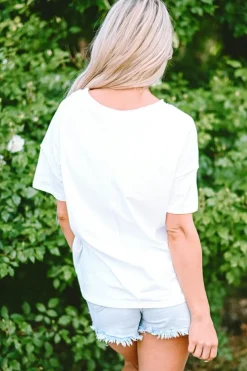Sale Dear-Lover Star Patchwork Loose T-shirt White