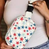 New Dear-Lover Star Printed Buckle Strap Flag Day Crossbody Bag White