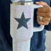 Sale Dear-Lover Star Shape Full Rhinestone Stainless Portable Cup 40oz White