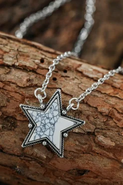 Fashion Dear-Lover Star Shape Pendant Chain Necklace White