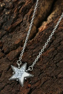 Fashion Dear-Lover Star Shape Pendant Chain Necklace White