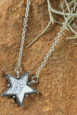 Fashion Dear-Lover Star Shape Pendant Chain Necklace White