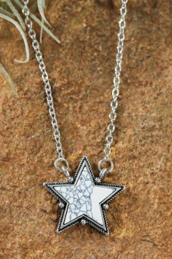 Fashion Dear-Lover Star Shape Pendant Chain Necklace White