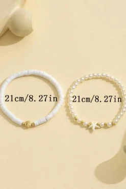 Hot Dear-Lover Starfish Shell Pearl Decor Beaded Double Layer Anklet White