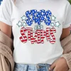 New Dear-Lover Stars and Stripes Round Neck Graphic T Shirt White