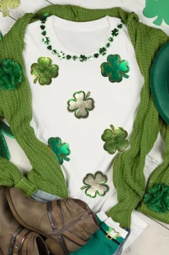 Outlet Dear-Lover St.Patrick Clover Crew Neck T Shirt White
