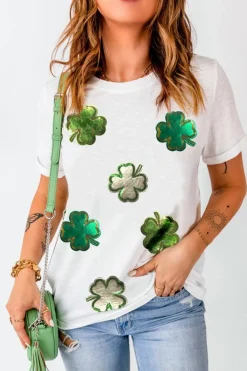 Outlet Dear-Lover St.Patrick Clover Crew Neck T Shirt White
