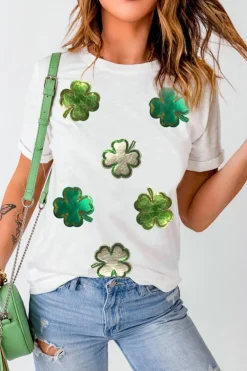 Outlet Dear-Lover St.Patrick Clover Crew Neck T Shirt White
