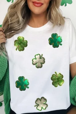 Outlet Dear-Lover St.Patrick Clover Crew Neck T Shirt White