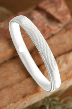 Clearance Dear-Lover Stretchy Plated Metal Wide Bangle White