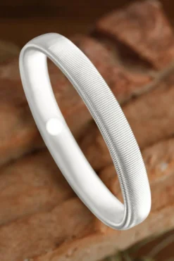 Clearance Dear-Lover Stretchy Plated Metal Wide Bangle White