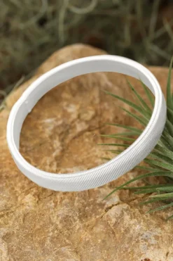 Clearance Dear-Lover Stretchy Plated Metal Wide Bangle White