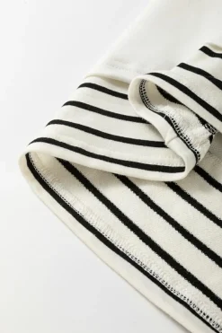 Clearance Dear-Lover Colorblock Sleeve Exposed Seam Fake-2-Piece Sweatshirt White Stripe