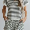 Clearance Dear-Lover Contrast Edge Tee and Shorts Set White Stripe