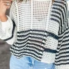 Outlet Dear-Lover Contrast Striped Crochet Puff Sleeve Sweater White Stripe