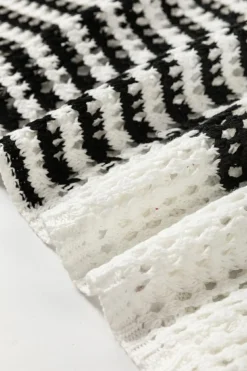 Outlet Dear-Lover Contrast Striped Crochet Puff Sleeve Sweater White Stripe