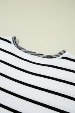 Sale Dear-Lover Knitted Bat Sleeve T Shirt White Stripe