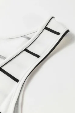 New Dear-Lover Stripe Print Open Back Sleeveless Maxi Dress with Slits White