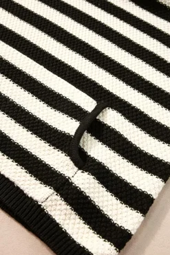 Online Dear-Lover V Neck Pocketed Drawstring Hooded Sweater White Stripe