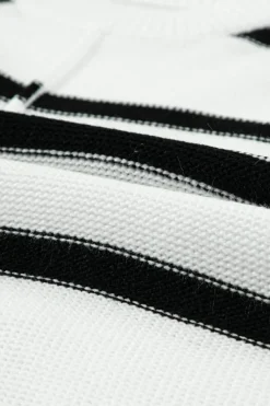 Fashion Dear-Lover Striped Batwing Sleeve Sweater Tee White