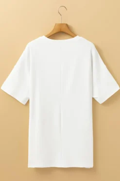 Fashion Dear-Lover Striped Bow Knot Half Sleeve Tunic T Shirt White