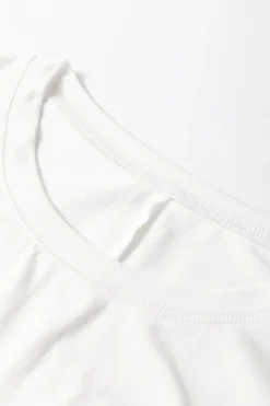 Fashion Dear-Lover Striped Bow Knot Half Sleeve Tunic T Shirt White