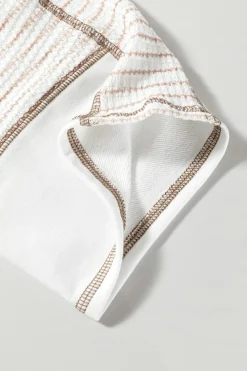 Online Dear-Lover Striped Bracelet Sleeve Raglan Patchwork Top White