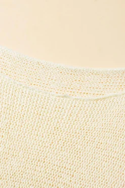 Sale Dear-Lover Striped Detail Wide Sleeve Lightweight Knitted Sweater White