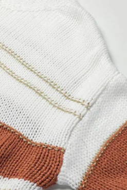 Best Dear-Lover Striped Knit Puff Sleeve Casual Sweater White