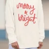 Hot Dear-Lover Striped Merry Bright Letter Christmas Sweater White