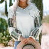Online Dear-Lover Striped Patchwork Exposed Seam Waffle Knit Top White