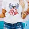 Outlet Dear-Lover Stripes and Stars Bowknot Print T Shirt White