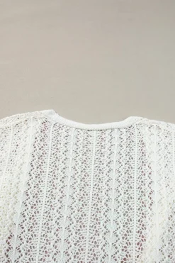 New Dear-Lover Stylish Hollow Out Knit Drop Shoulder Cardigan White