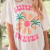 Clearance Dear-Lover SUMMER FOREVER Flower Graphic T Shirt White