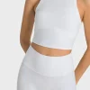 Hot Dear-Lover Supportive Racerback Cropped Workout Tank Top White
