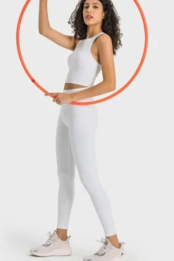Hot Dear-Lover Supportive Racerback Cropped Workout Tank Top White