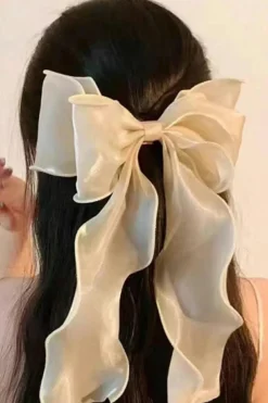 Discount Dear-Lover Sweet Bow Knot Long Tails Large Hair Clip White