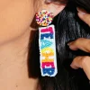 New Dear-Lover TEACHER Rice Bead Dangle Earrings White