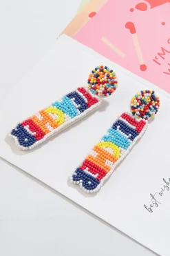 New Dear-Lover TEACHER Rice Bead Dangle Earrings White