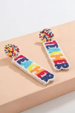 New Dear-Lover TEACHER Rice Bead Dangle Earrings White