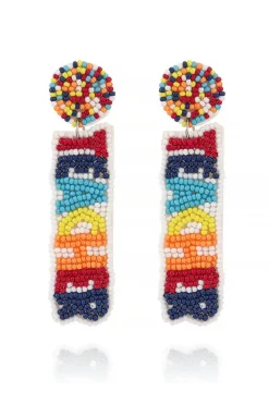 New Dear-Lover TEACHER Rice Bead Dangle Earrings White