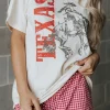 Online Dear-Lover TEXAS Cowboy Printed Western Fashion T Shirt White