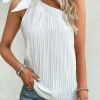 Outlet Dear-Lover Textured Bowknot One Shoulder Tank Top White