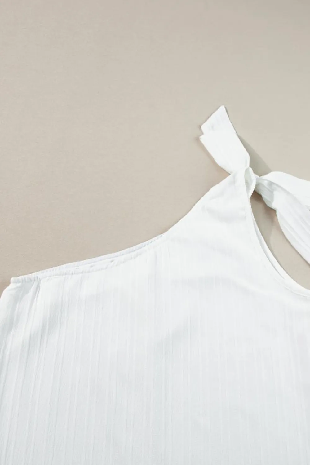 Outlet Dear-Lover Textured Bowknot One Shoulder Tank Top White