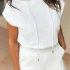 Best Dear-Lover Textured Cropped Hoodie and Shorts Set White
