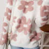 Outlet Dear-Lover Textured Flower Drop Shoulder Loose Sweater White
