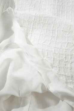 Fashion Dear-Lover Textured Frilled High Neck Sleeveless Ruffled Mini Dress White