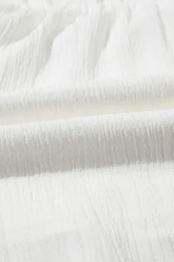 Clearance Dear-Lover Textured Ruffled Trim V Neck Flutter Flowy Top White