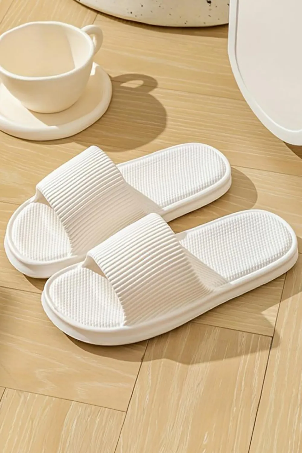 Best Dear-Lover Textured Thick Sole Soft EVA Home Slippers White